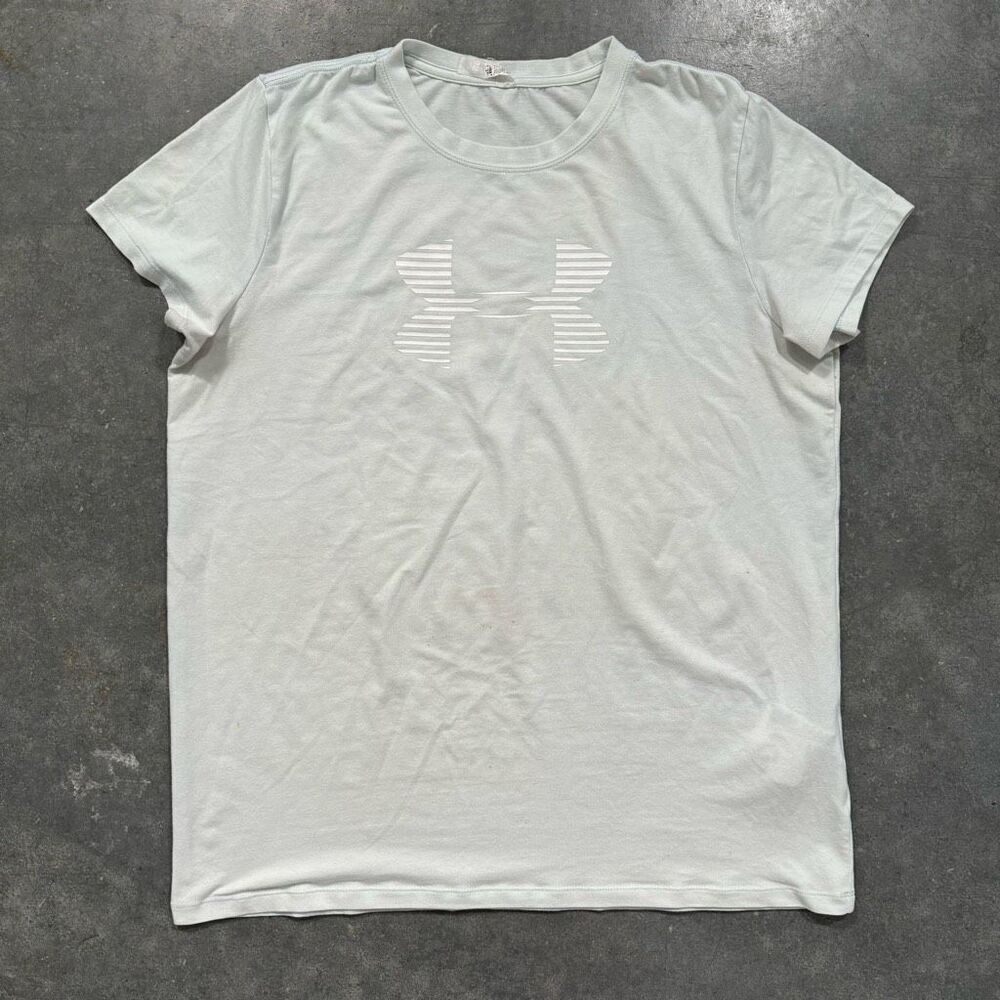 Under Armour HeatGear Loose Fit Workout Tee Big Logo Womens Size Large